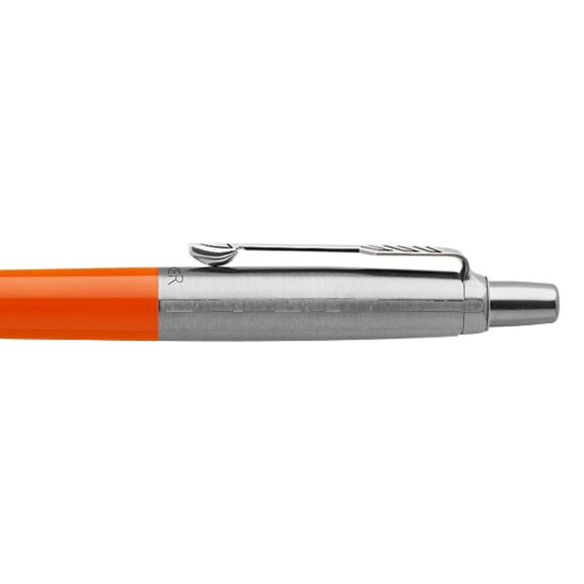 Close-up of a Parker Jotter Blue Ballpoint Pen, showcasing its sleek clip and push button. This personalized pen adds a touch of elegance to your writing tools.