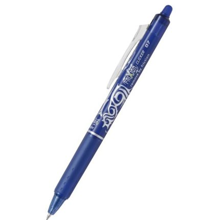 A green Frixion Clicker 0.7 erasable pen with a retractable tip and clip is displayed against a white background.