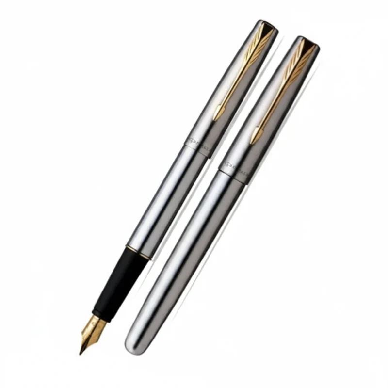 Parker Frontier Chrome Silver with Gold Clip Fountain Pen