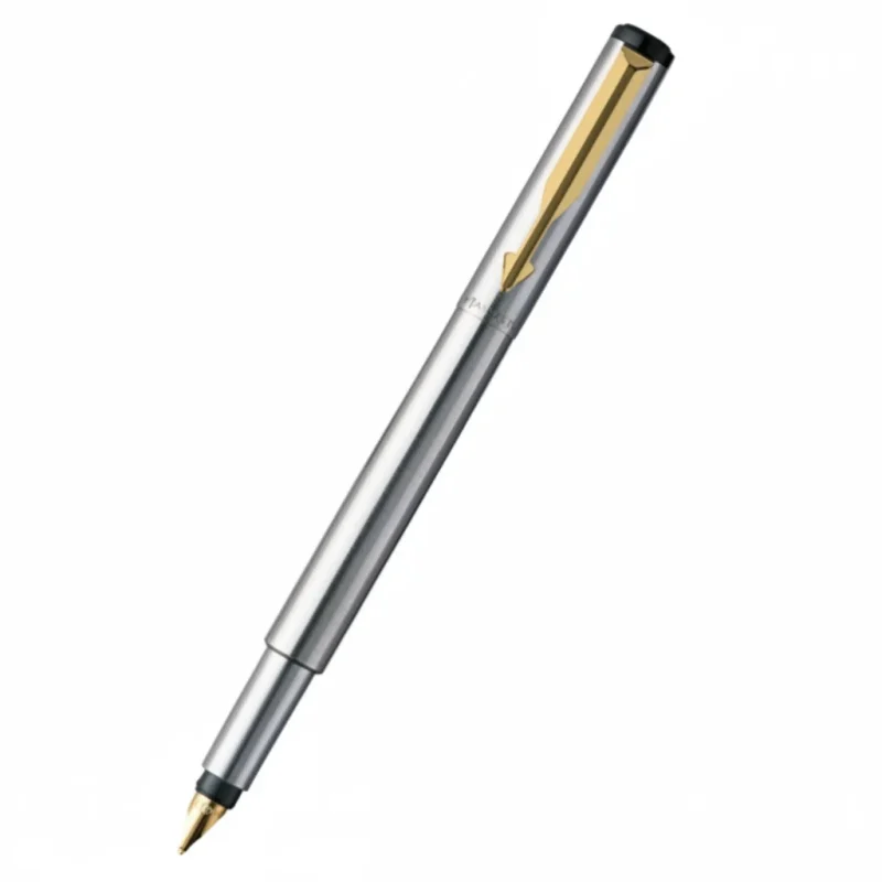 Parker Vector Chrome Silver with Gold Clip Fountain Pen
